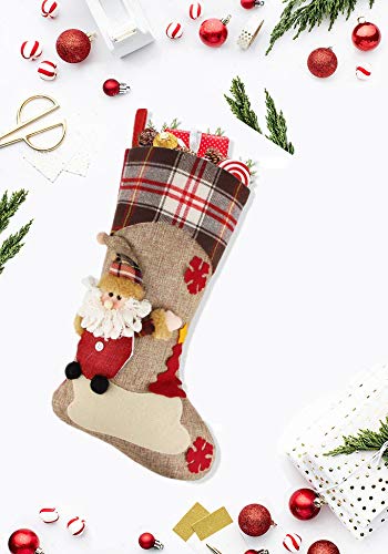 18" Classic Christmas Stockings, Big Size Christmas Stocking Snowman with for Party Decoration and Party Accessory(1 Pack-Santa Claus)