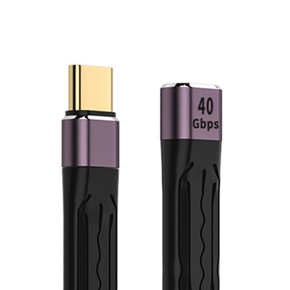 Cablecc USB4 Extension Cable Slim Flat Male to Female 40Gbps 13cm with 100W Charging and 8K@60Hz Compatible with Thunderbolt3/4