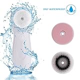 MEINAIER Facial Brush Face Brushes 3-in-1 Spin 360°Rotating Wash Machine for Blackhead Remover and Exfoliating Cleanser White Set Rechargeable Waterproof