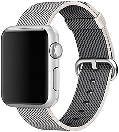 Woven Nylon Fabric Wrist Strap Replacement Band with Classic Square Stainless Steel Buckle for Apple Watch iWatch Series 1 / 2,Sport &amp; Edition,38mm,42mm (Gray 42mm)