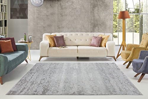 Concord Beautiful Sedef Collection Soft Smooth Abstract Pattern Area Rug Carpet in Silver-Grey, 6'5" x 9'5" (200cm x 290cm)