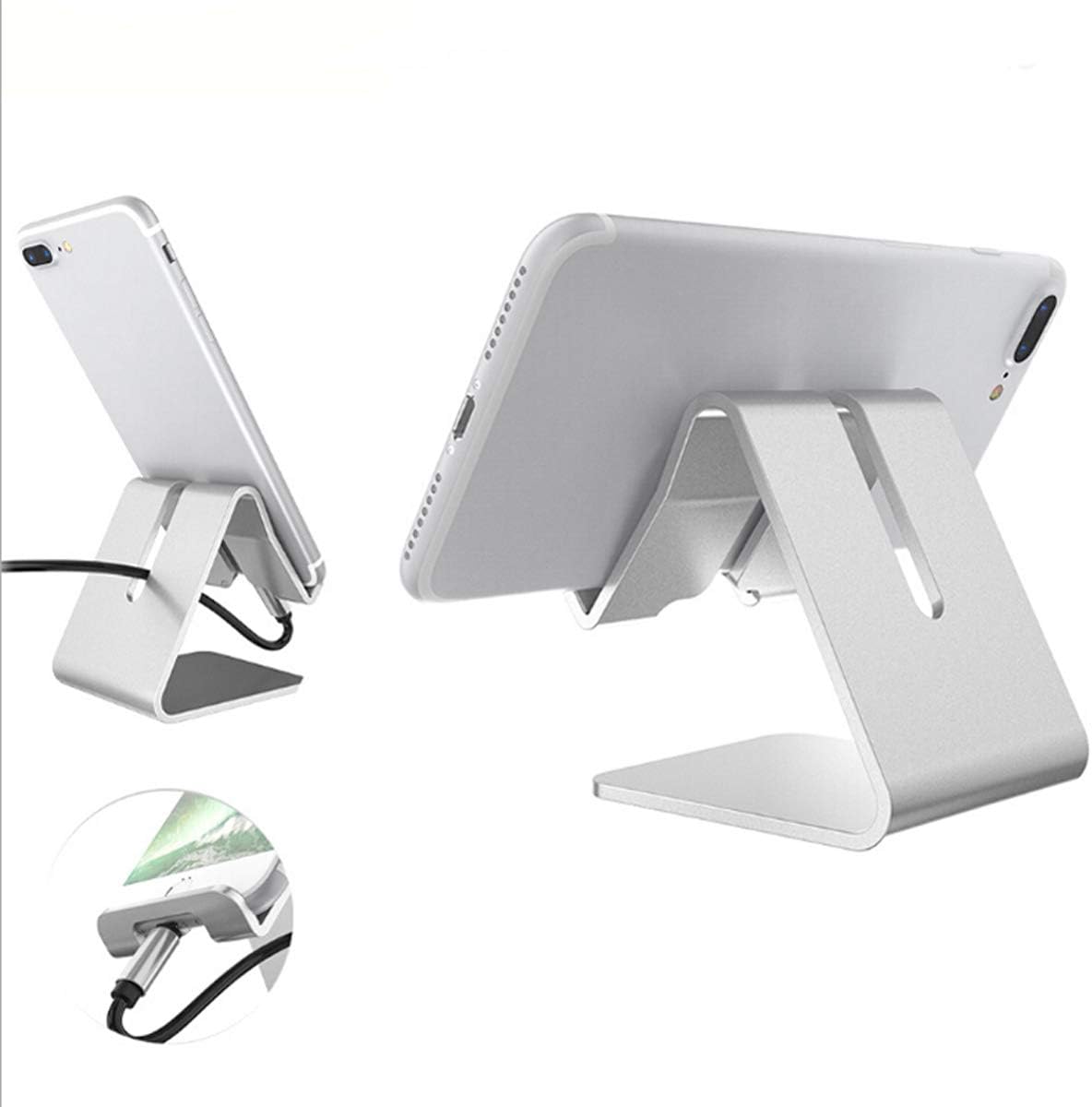 Cell Phone Holder, Cell Phone Stand, Aluminum Desktop Stand Compatible with IP 8 7 6 6s Plus 5s Charging, Desk Accessories, Android Smartphone