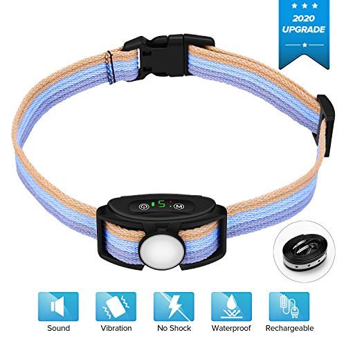 Dog Bark Collar Small Dogs Anti-Barking Collar Humane Dog Vibraration Collar No Shock, Safe and Effective，No Bark Collar Smart Barking Detection Chip/Dual Mode/Rechargeable/Waterproof Bark Collar