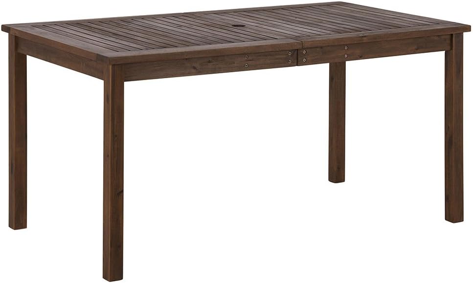 Walker Edison Dominica Contemporary Slatted Outdoor Dining Table, 34 Inch, Dark Brown : Garden & Outdoor