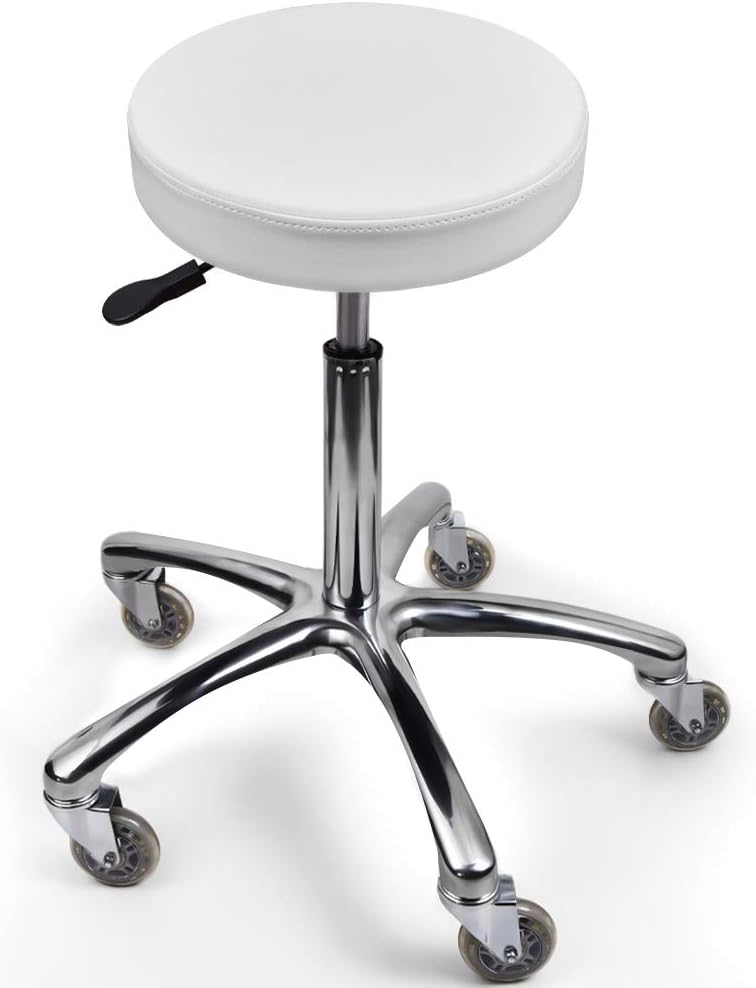 Adjustable Stool and White Round Chair or Salon & Spa Stools, The Adjustable Rolling Stool Can be Used as The Office Stool and Swivel Stool, Rolling Stool can Also Slide in Cloth Carpets. …: Kitchen & Dining