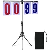 Purple River Extra Large Numbers Manual Flip Scoreboard with Stand | Cards 8.7"x5.1", Stainless Steel Rings, Thickened PVC