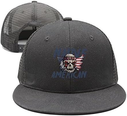 SJSNBZ Skull-Indian Warrior Skull Native Womens Black Adjustable Mesh Baseball Cap