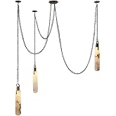 RUIBO Alabaster 3 Light LED Multi-Drop Hanging Pendant Lighting,Cylinder Natural Marble Multi Light Pendant Lights,Living Din