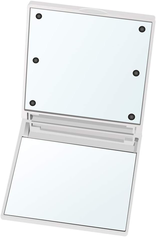 AGUIguo Compact Travel Makeup Mirror - Portable Folding Lightweight Mirror with 6 LED Lights Rectangle Vanity Mirrorfor Pocket & Purse,Battery Operated