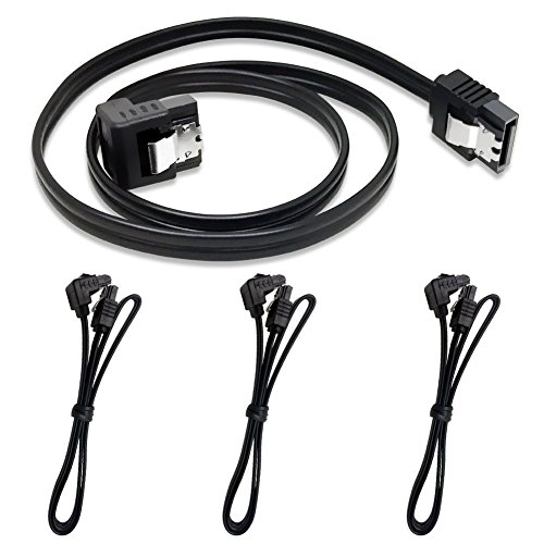 Neeyer 3-Pack 90 Degree Right Angle 18-Inch SATA III 6.0 Gbps Cable Black
