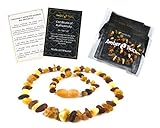 Raw Baltic Amber Teething Necklaces For Babies (Unisex) - Anti Flammatory, Drooling & Teething Pain Reduce Properties - Certificated Natural Baltic Amber with the Highest Quality (Multi)