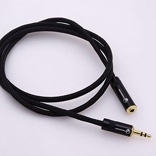 GAGACOCC 1meter Black Nylon Sleeve 4 cores Copper Wire 3.5mm Male to 3.5mm Female car aux Audio Cord Headphone Extension Cable