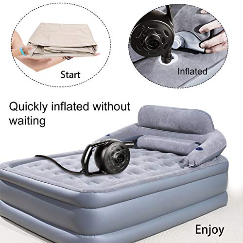 Omont Electric Air Pump Quick-Fill High Power Air Mattress Pump Inflator Deflator Suitable for Yoga Exercise Ball Raft Bed Boat Pool Toy and Balloons with Multiple Nozzles, AC 110-120V - Thumbnail 2