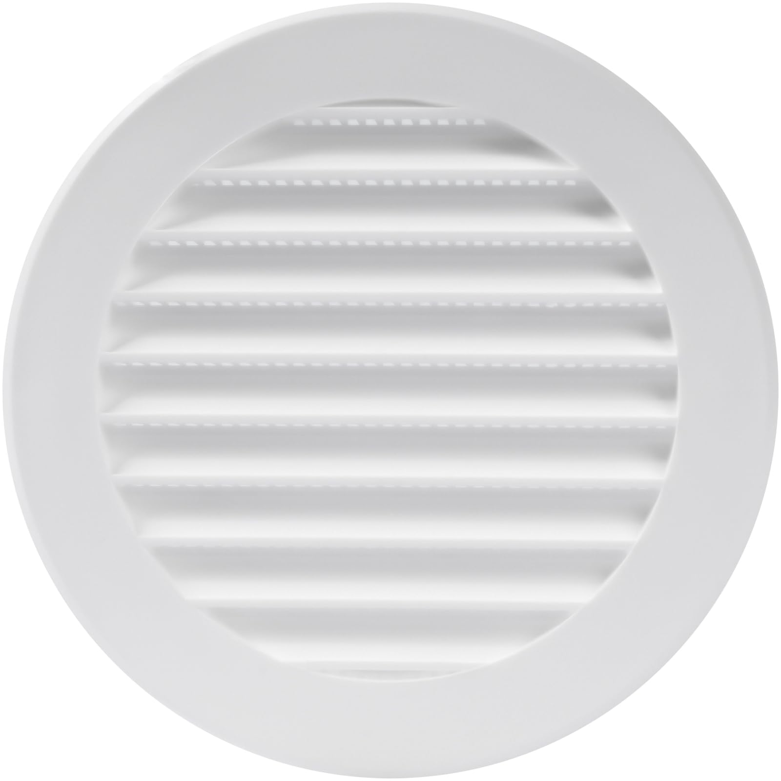 Vent Systems 100 mm / 4" Inch Round Soffit Vent Cover - White Louvered Plastic Grill Cover - Vent Grille with Screen Mesh - HVAC, Ducting, Pipe Air Supply Vents for Bathroom, Kitchen