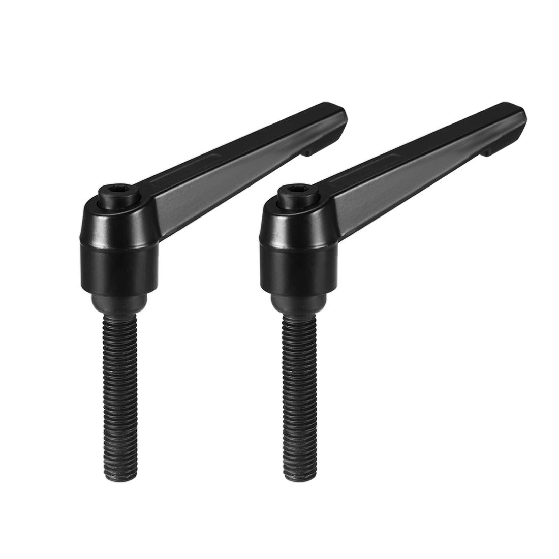 Photo 1 of uxcell M10 x 40mm Handle Adjustable Clamping Lever Thread Push Button Ratchet Male Threaded Stud Knobs Locking Rotating Screw Handles Quick Release Bolt Black 2pcs