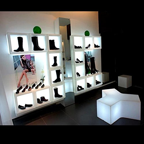 Mr.Go Outdoor/Indoor Rechargeable LED Light SEMI-STORAGE CUBE 16", Cordless with Remote Control RGB Color Changing Glowing Furniture Cabinet Container End Table Ice Bucket Flower Pot Planter