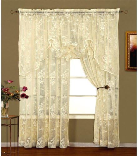 Amazon Com Lorraine Home Fashions 63 Long Ivory Abbey Rose Lace