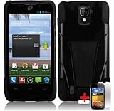 ZTE MAJESTY Z796C BLACK HYBRID T KICKSTAND COVER HARD GEL CASE + FREE SCREEN PROTECTOR from [ACCESSORY ARENA]