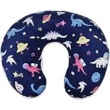 BORITAR Nursing Pillow Cover with Dinosaur Pattern Slipcover Minky for Boys and Girls, Super Soft Fabric with White Dotted Backing, Dark Blue