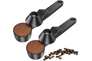 2Pcs Coffee Scoop with Funnel, TBSP Mess-Free Measuring Spoon for Ground Coffee, Protein Powder & Tea Reusable Refillable Pod