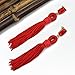 Generous Big Long Drop Earrings AAA Zircon Flower Dangle Beaded Stud Tassel Earring (Red)
