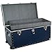 Seward Trunk Base Oversized Footlocker Trunk with Paper Lining, Interior Tray and Wheels, Navy Blue, 31-inch (SWD5531-61)