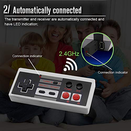 Rechargeable NES Classic Mini Wireless Controller -TURBO EDITION-Rapid Buttons Edition for Nes Wii Gaming System with 2.4G Wireless Receiver