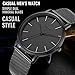 BOLISI Mens Womens Watches Ultra-thin Elegant Classic Analog Quartz Fashion Dress Wrist Watch with Milanese Mesh Band (Black Gray)