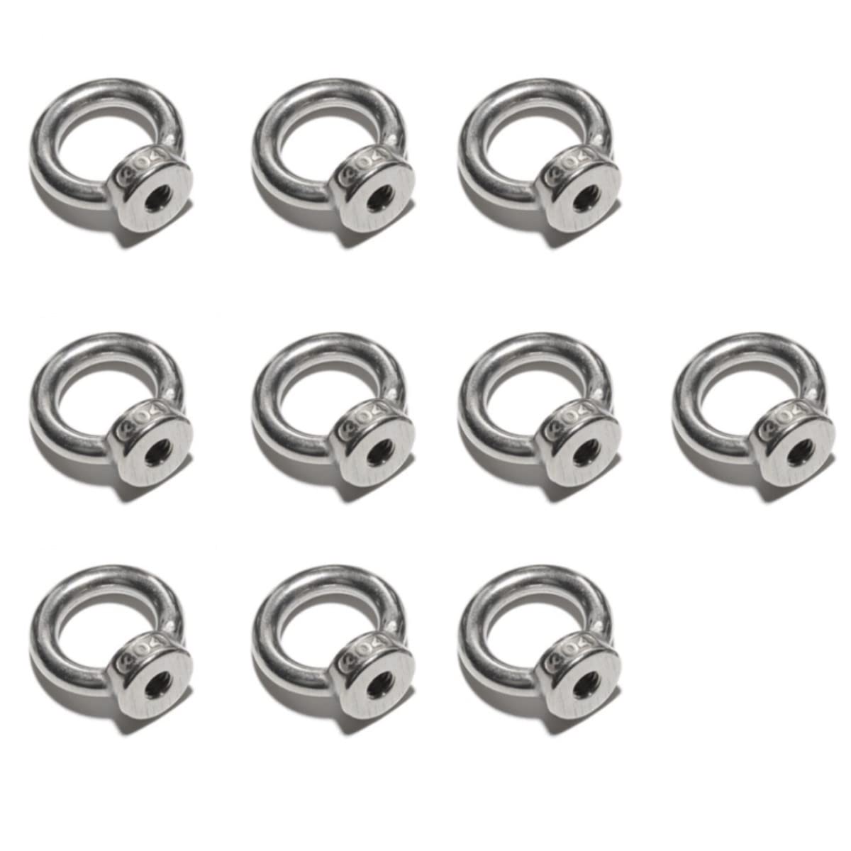HOUSON 10pcs M8 Ring Nut，304 Stainless Steel Eye Nut Ring Round Eye Bolt Ring Bolt Rustproof for Roll of Fastening and Hanging(M8 Ring Nut)