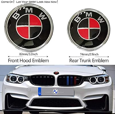2pcs Bmw Black And Red 82mm Hood Emblem 74mm Trunk Emblem Emblems Replacement For Bmw X3