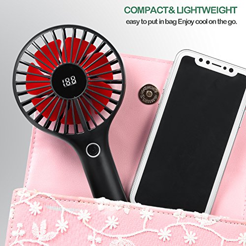 Skyreat Portable Mini Personal Battery Handheld Fan with LCD Dispaly Design,Rechargeable USB 2500mAh Battery Operated hand fan Strong Wind for Travel Home and Office - Thumbnail 5
