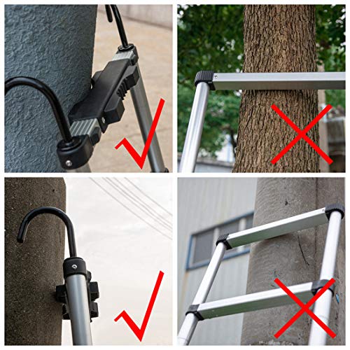 Good Life 12.5FT EN131 Telescopic Professional Folding Aluminum Multi Purpose Ladder with Hook and Non-Slip Rubber Mat Telescoping Extension Ladder - Thumbnail 4