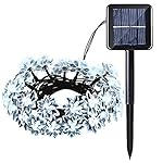 Qedertek Solar String Lights Flower, 19ft 30 LED Waterproof Garden Decoration Lighting for Indoor/Outdoor, Patio, Lawn, Garden, Christmas, and Holiday Festivals (White)