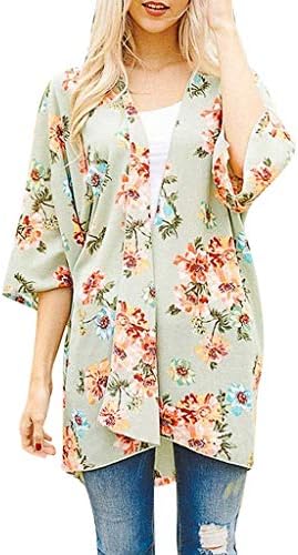 Women's Floral Print Kimono Cardigan,YuhooSun Summer Loose Shawl Chiffon Beach Blouse Cover up Long Sleeve Capes