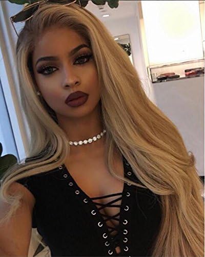 KRN Full Lace Human Hair Ombre Blonde Remy Glueless Lace Front Wigs with Baby Hair (18inch, lace front wig)