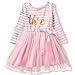 NNJXD Girl Shinny Stripe Baby Girl Long Sleeve Printed Tutu Dress Light Pink 2-3 Years