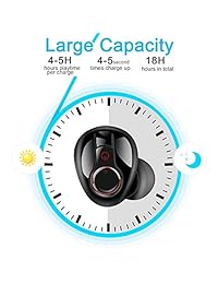 HomCA   Auriculares inalámbricos de carga inalámbrica, 5 unidades, impermeables, fácil de emparejar, 18 H, con micrófono, cancelación de ruido y funda de carga