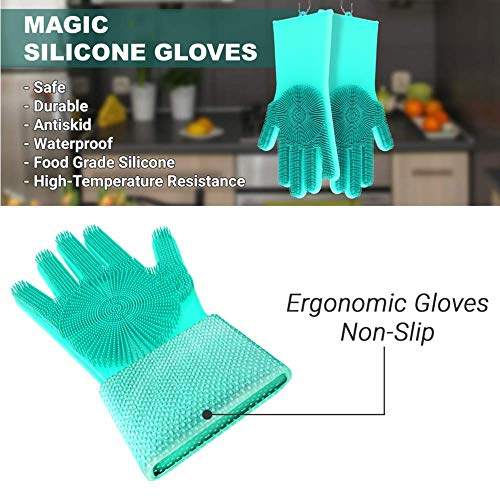 Desire Deluxe Magic Silicone Gloves Dishwashing Glove Scrubber for Washing Dish, Kitchen, Bathroom