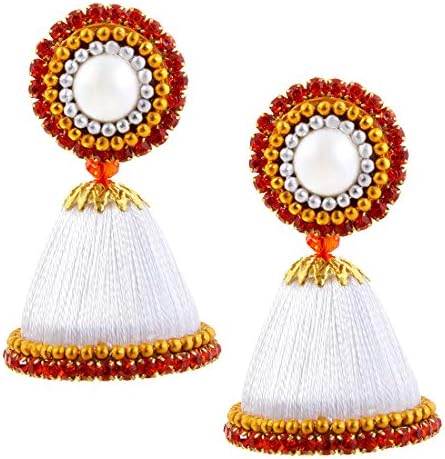 Looking Stylish And Cool With Fancy Earrings For Women & Girls | Silk Thread Work White Jhumki