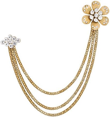 Aadita Ethnic Traditional Gold Plated Multi Strand Saree Brooch for Women and Girls