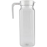 Ktsxxops 34 oz Acrylic Pitcher with Lid and Spout,1100ml Hot/Cold Water Jug for Iced Tea Pitcher for Coffee, Juice and Iced Tea Beverage Carafe with Lid (1100ml)