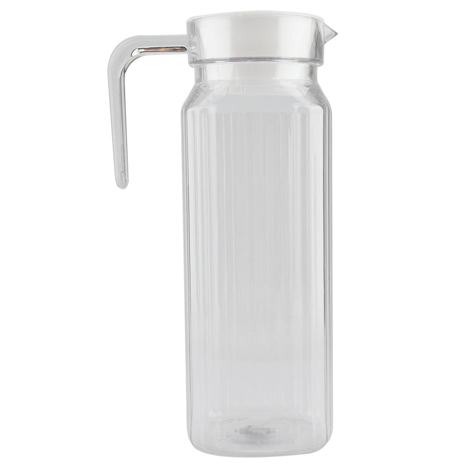 Plastic Acrylic Transparent Bottle Striped Wine Water Ice Cold Jug with Lid for Bar Home Application(1100ml)