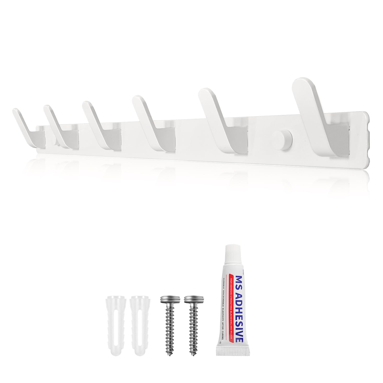 Sevenpers Coat Hooks, Wall Mounted Coat Rack, 6 Heavy Duty Coat Hooks, Wall Hangers and Clothes Hooks for Hanging - All Fixings Included