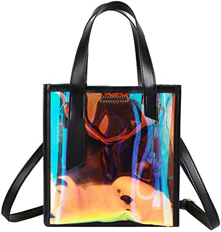 Hologram Stone-print Shoulder Handbag Holographic Clear Tote Bag Crossbody Beach Bag