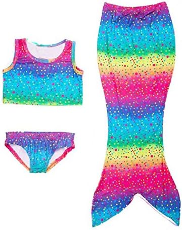 MOXO Colorful Mermaid Swimwear Tail Bikini Set Summer Sea-Maid Swimsuit Costumes for Swimming Photograph Cosplay 3 Piece