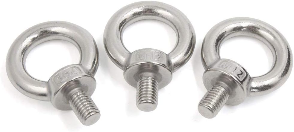 ELECTROPRIME 3pcs M12 304 Stainless Steel Ring Shape Shoulder Lifting Rigging Eye Bolt