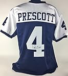 Cowboys Dak Prescott Authentic Signed Blue Jersey Autographed JSA Witness