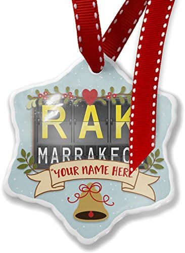 NEONBLOND Add Your Own Custom Name, RAK Airport Code Marrakech Christmas Ornament