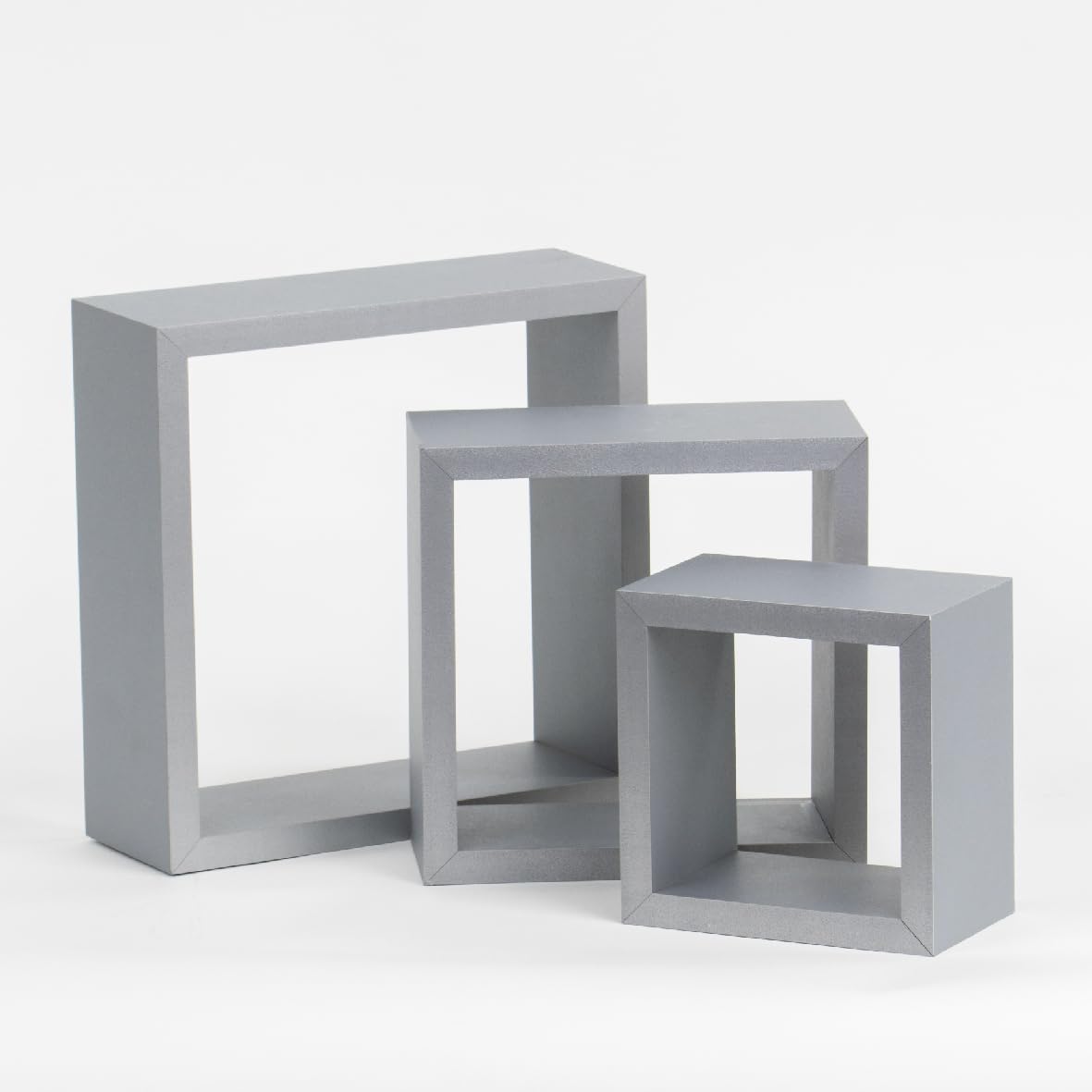 Anika Floating Shelves/Cube Shaped Design/Set of 3 / Large, Medium, Small (Grey)