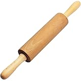 Koulang Classic Wood Rolling Pin - 18 Inch Wood Rolling Pin With Handles Solid Wooden Roller Pin Baking Professional Dough Ro